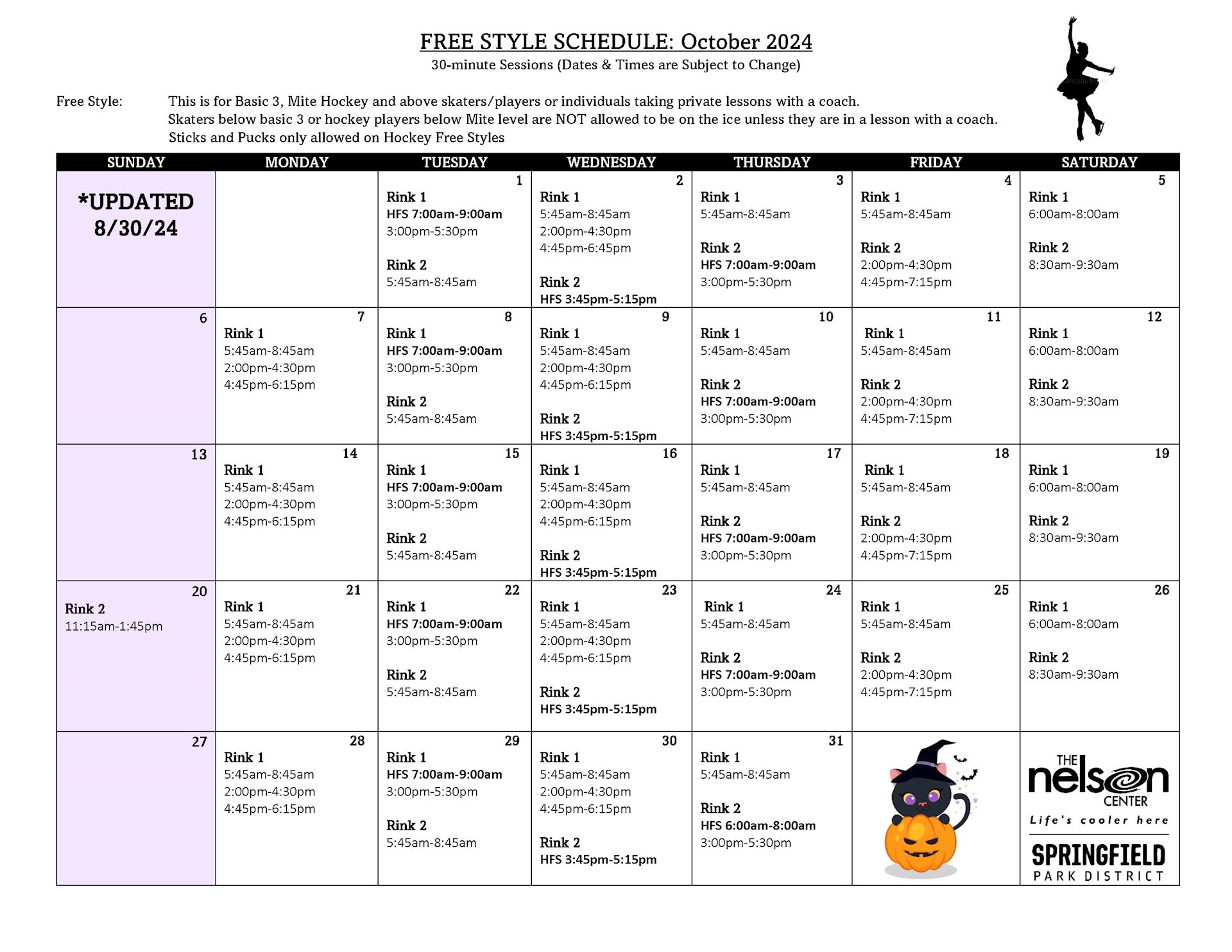 2024 October Free Style Schedule